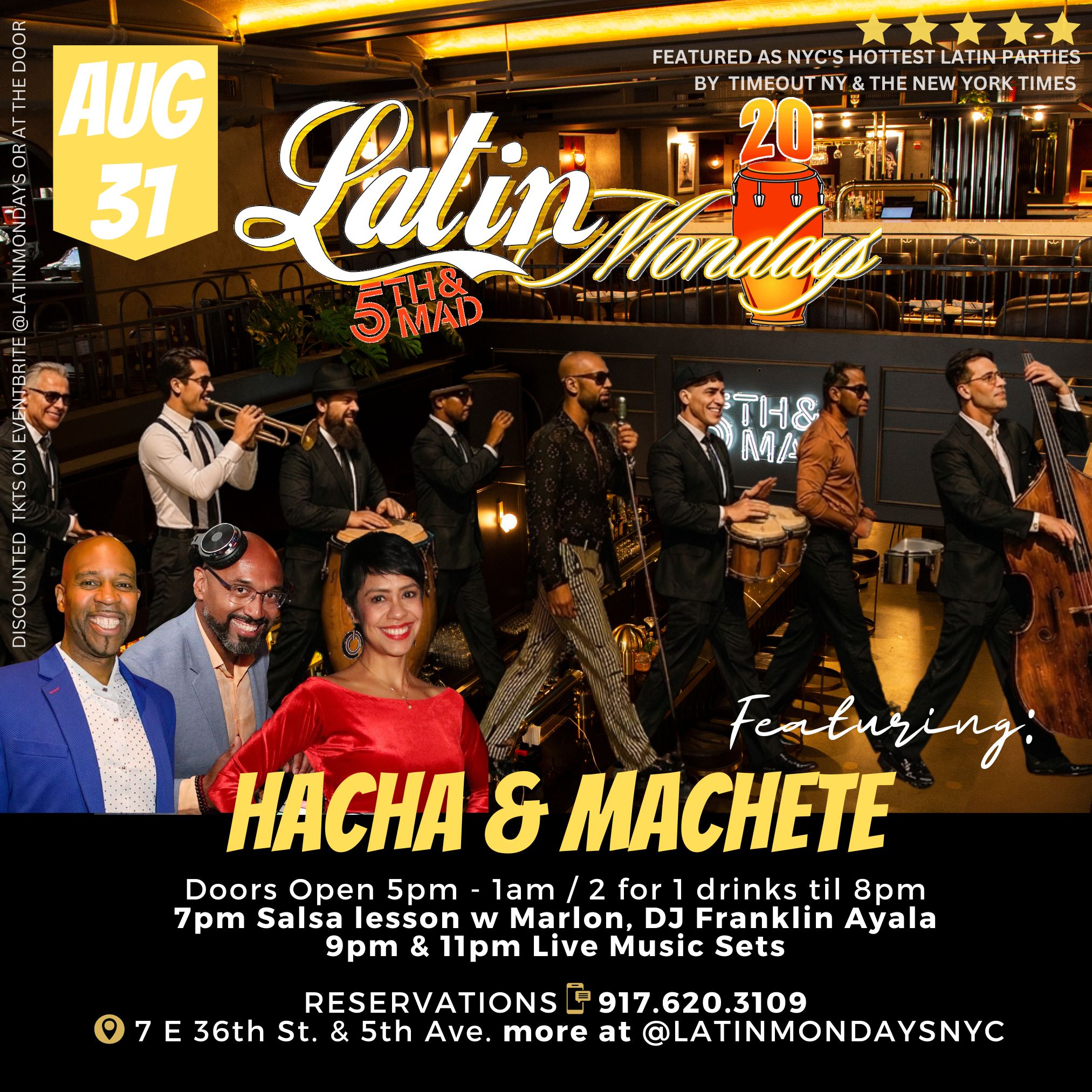 Latin Mondays at 5th & Mad · August 31